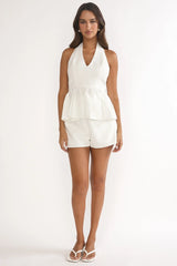 Molly Halter Peplum Top White